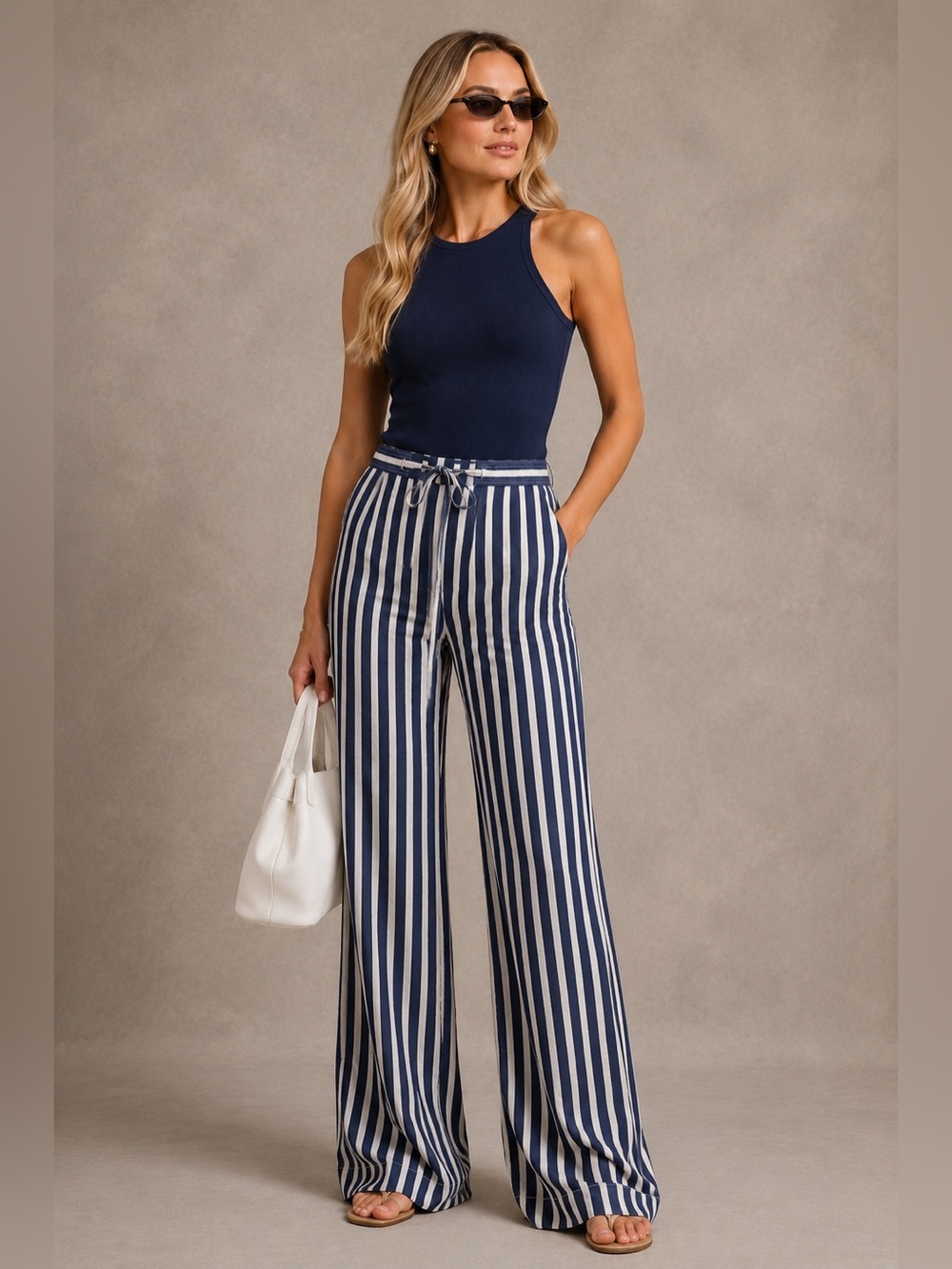 Polo Ralph Lauren Silk Blend Striped Wide Leg Trousers XS excellent condition